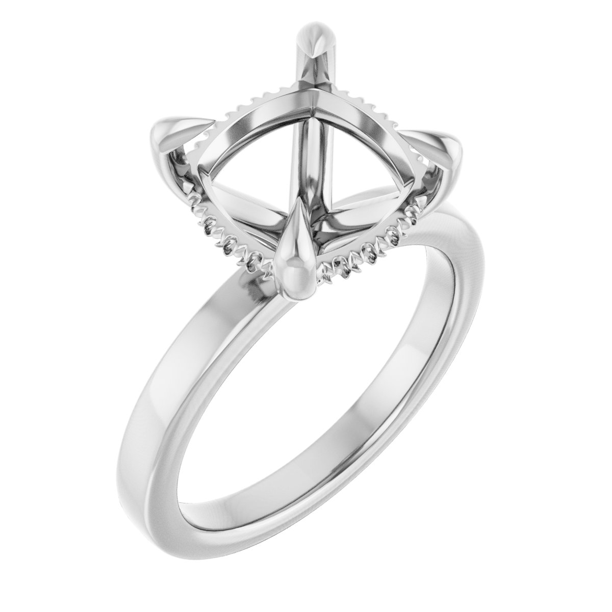 Claw-Prong Hidden Halo-Style Engagement Ring