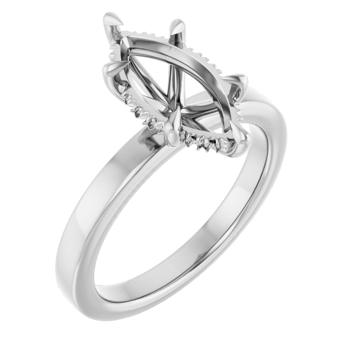 Claw-Prong Hidden Halo-Style Engagement Ring