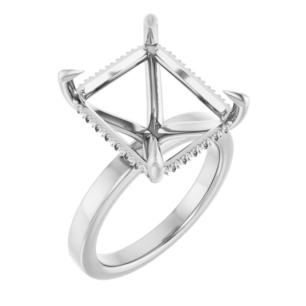 Claw-Prong Hidden Halo-Style Engagement Ring