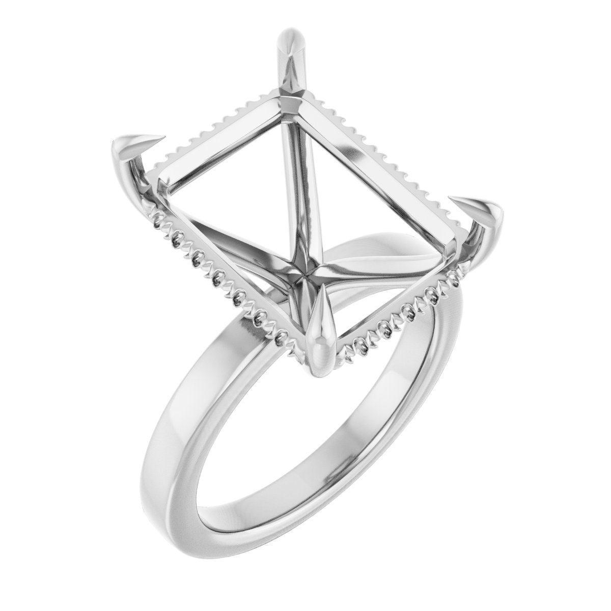 Claw-Prong Hidden Halo-Style Engagement Ring