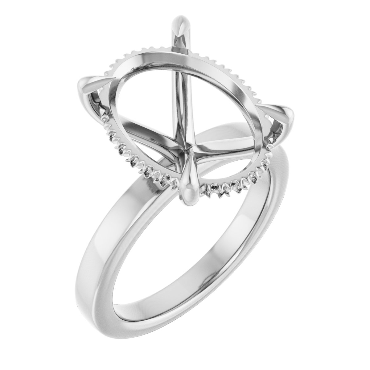 Claw-Prong Hidden Halo-Style Engagement Ring