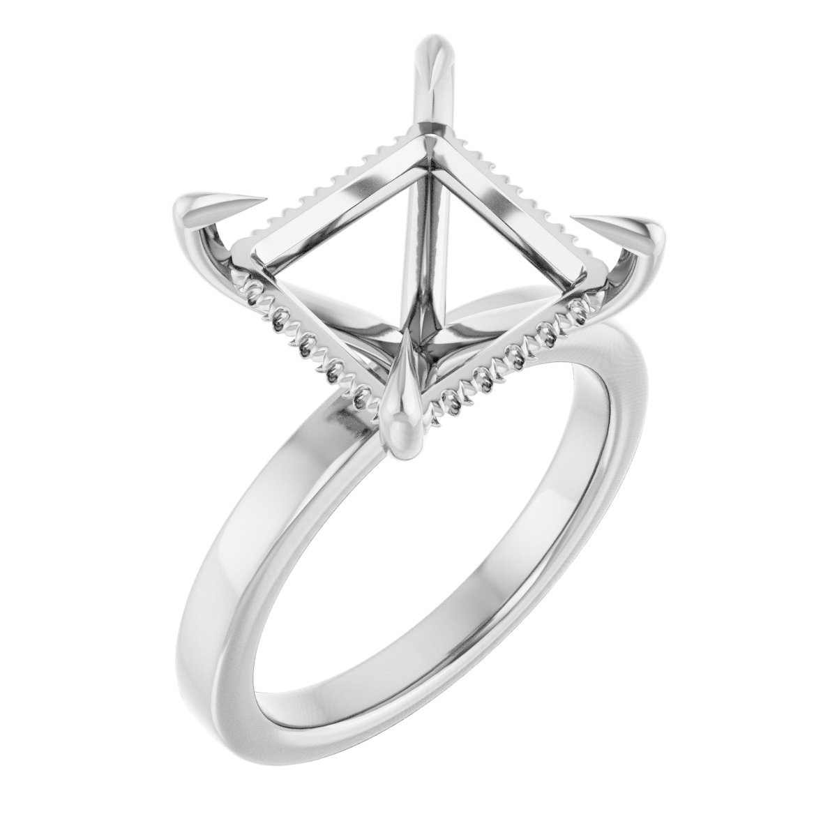 Claw-Prong Hidden Halo-Style Engagement Ring