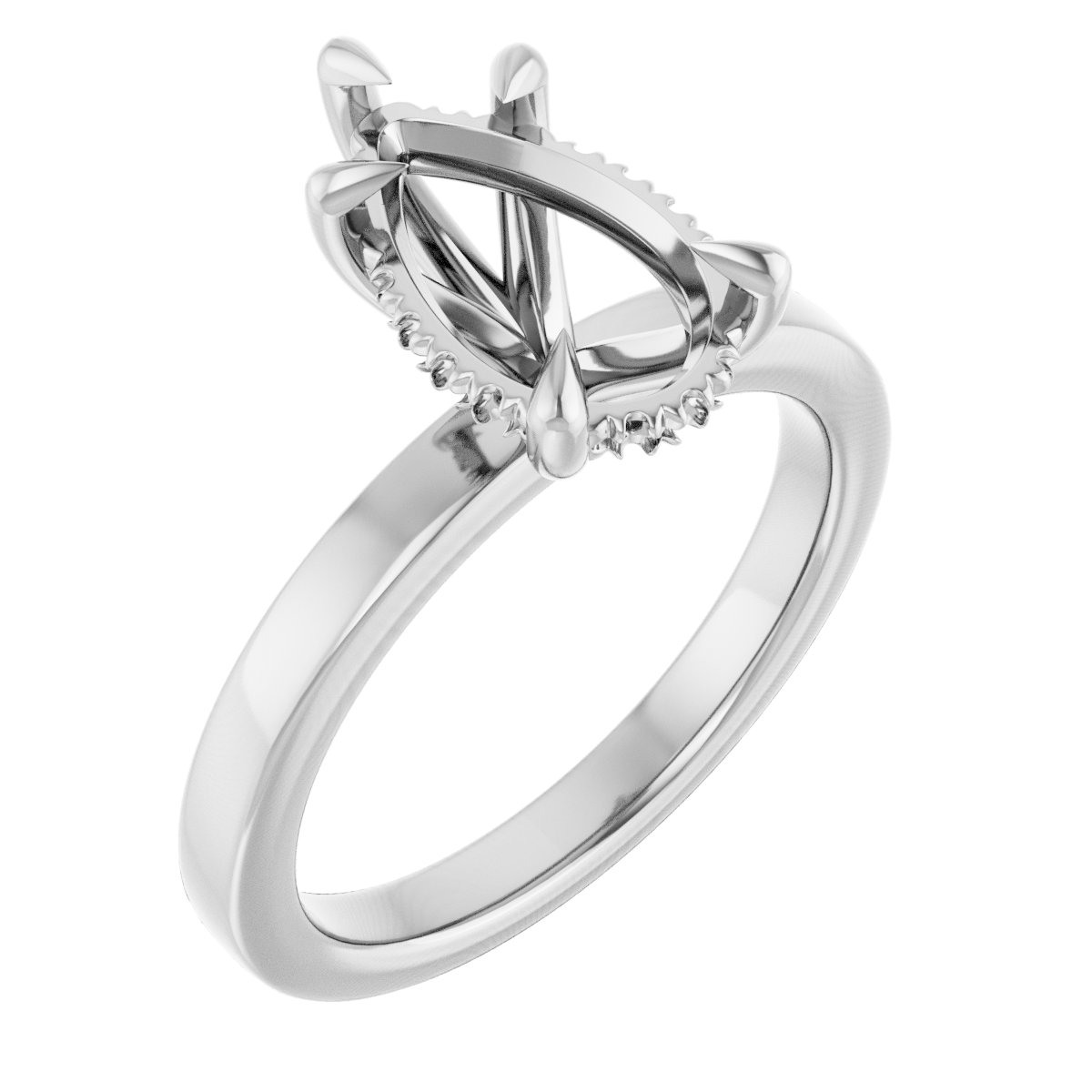 Claw-Prong Hidden Halo-Style Engagement Ring