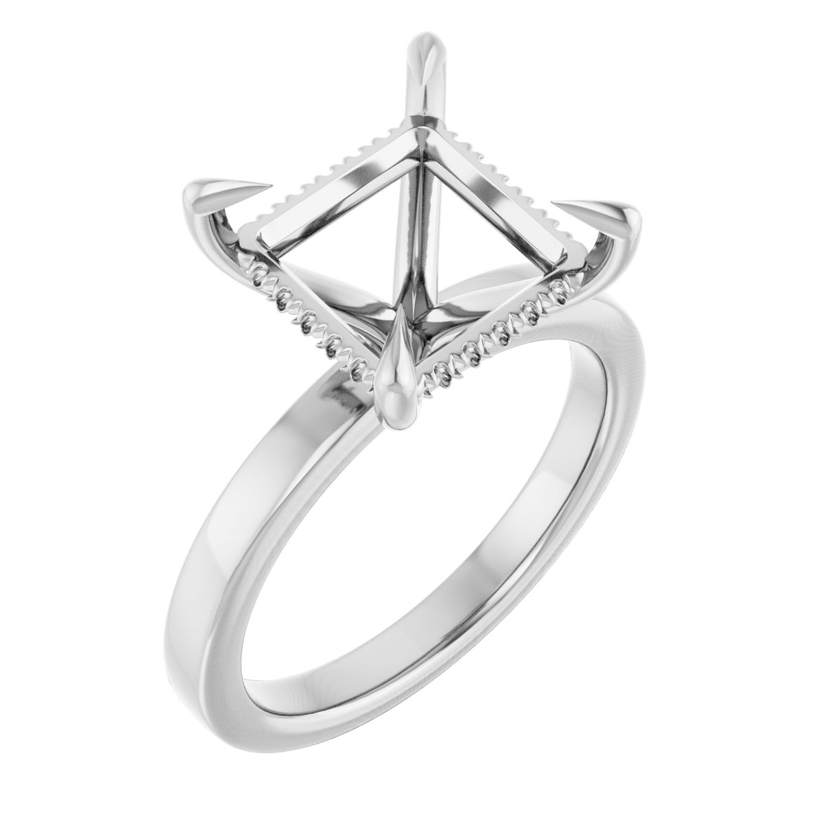 Claw-Prong Hidden Halo-Style Engagement Ring