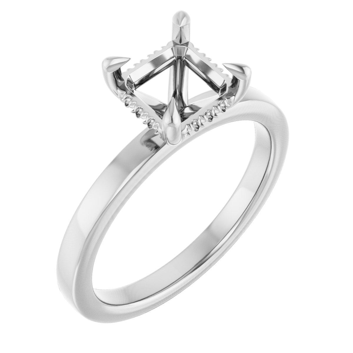 Claw-Prong Hidden Halo-Style Engagement Ring