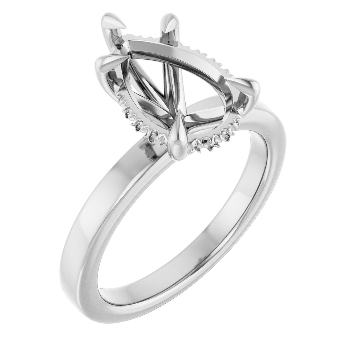 Claw-Prong Hidden Halo-Style Engagement Ring