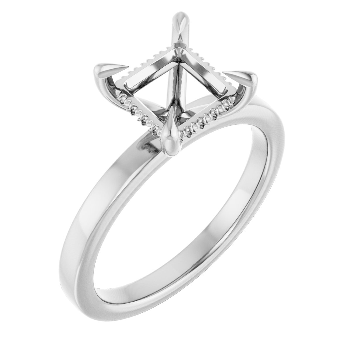 Claw-Prong Hidden Halo-Style Engagement Ring