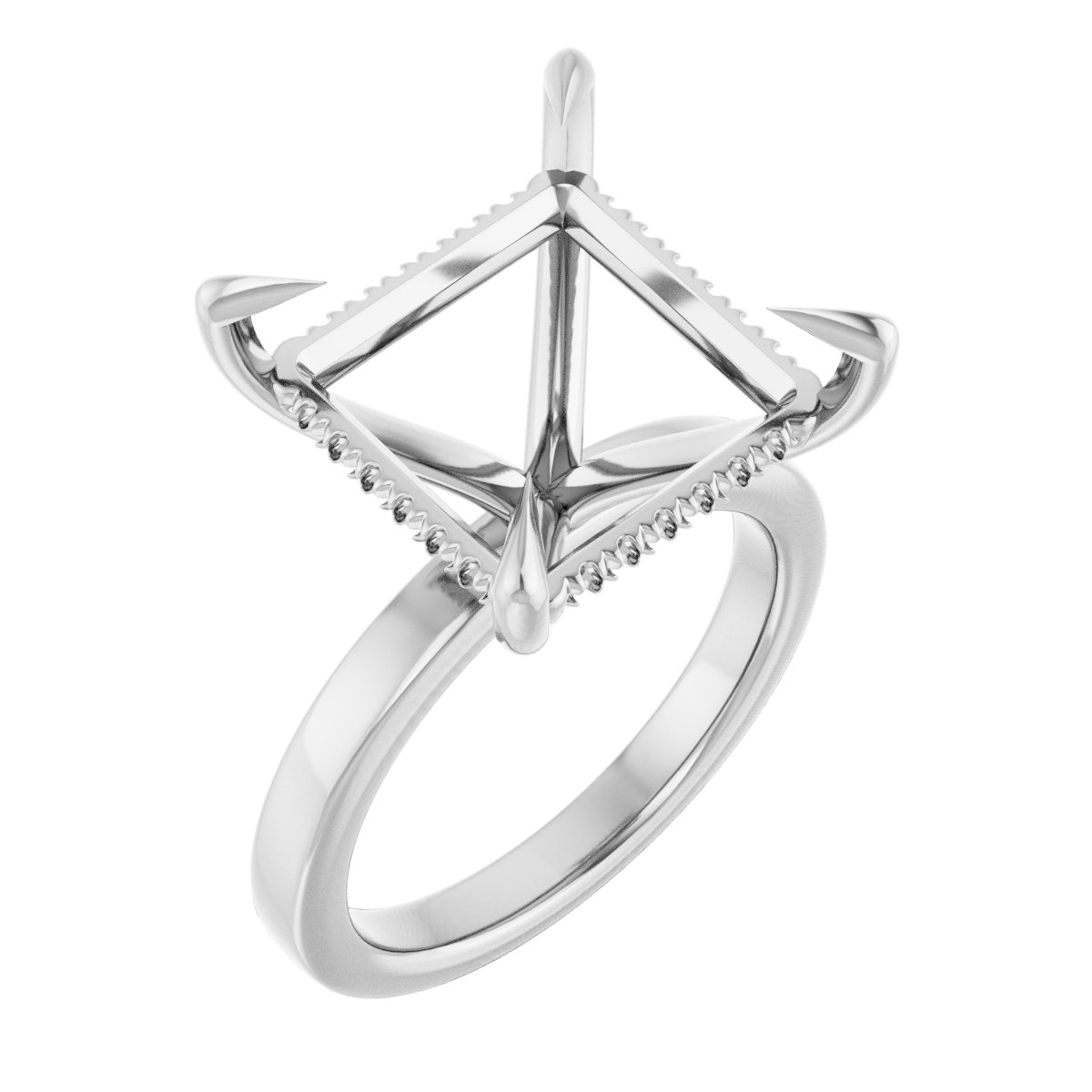 Claw-Prong Hidden Halo-Style Engagement Ring
