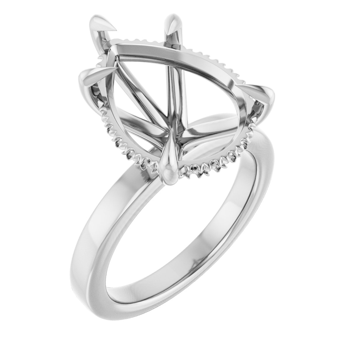 Claw-Prong Hidden Halo-Style Engagement Ring