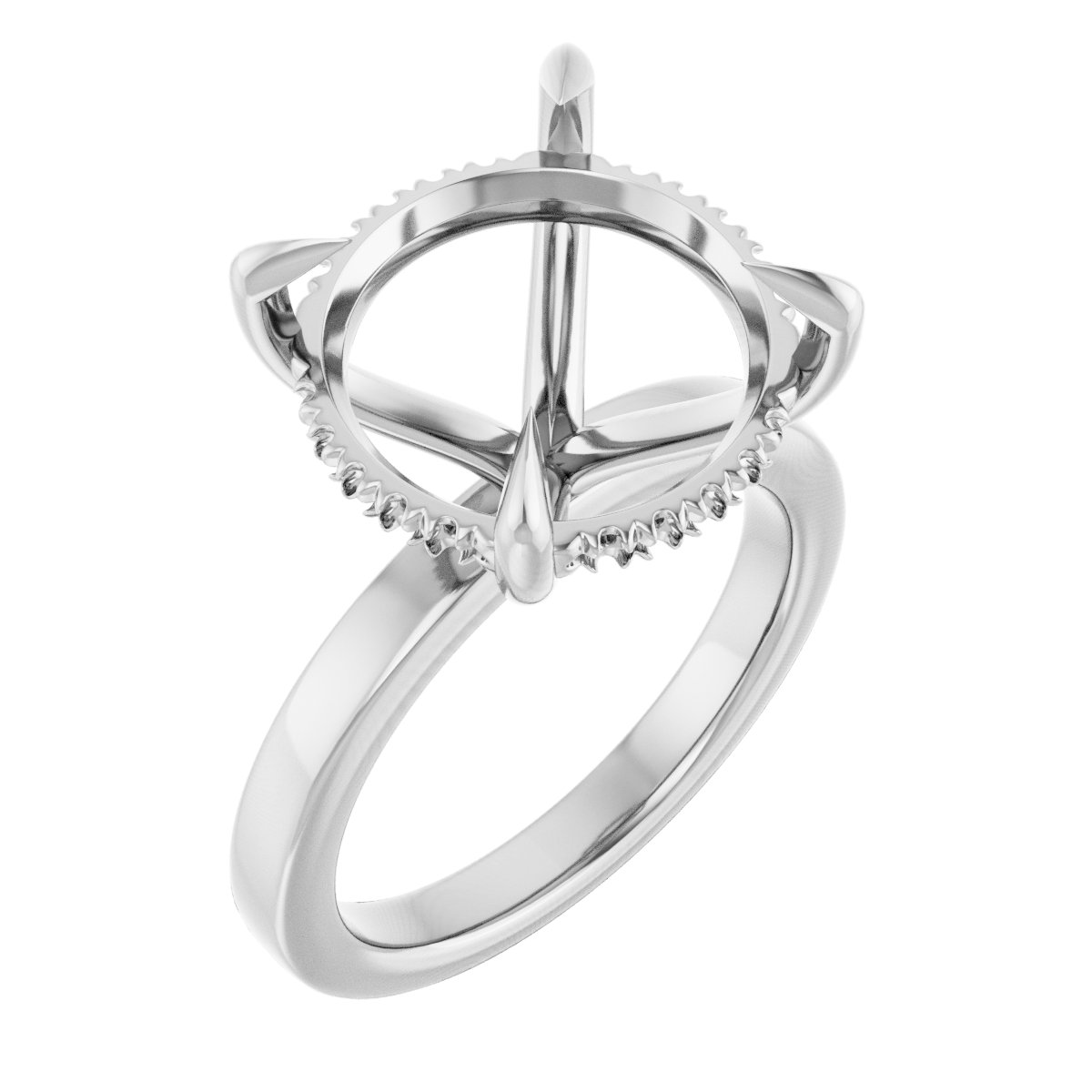 Claw-Prong Hidden Halo-Style Engagement Ring