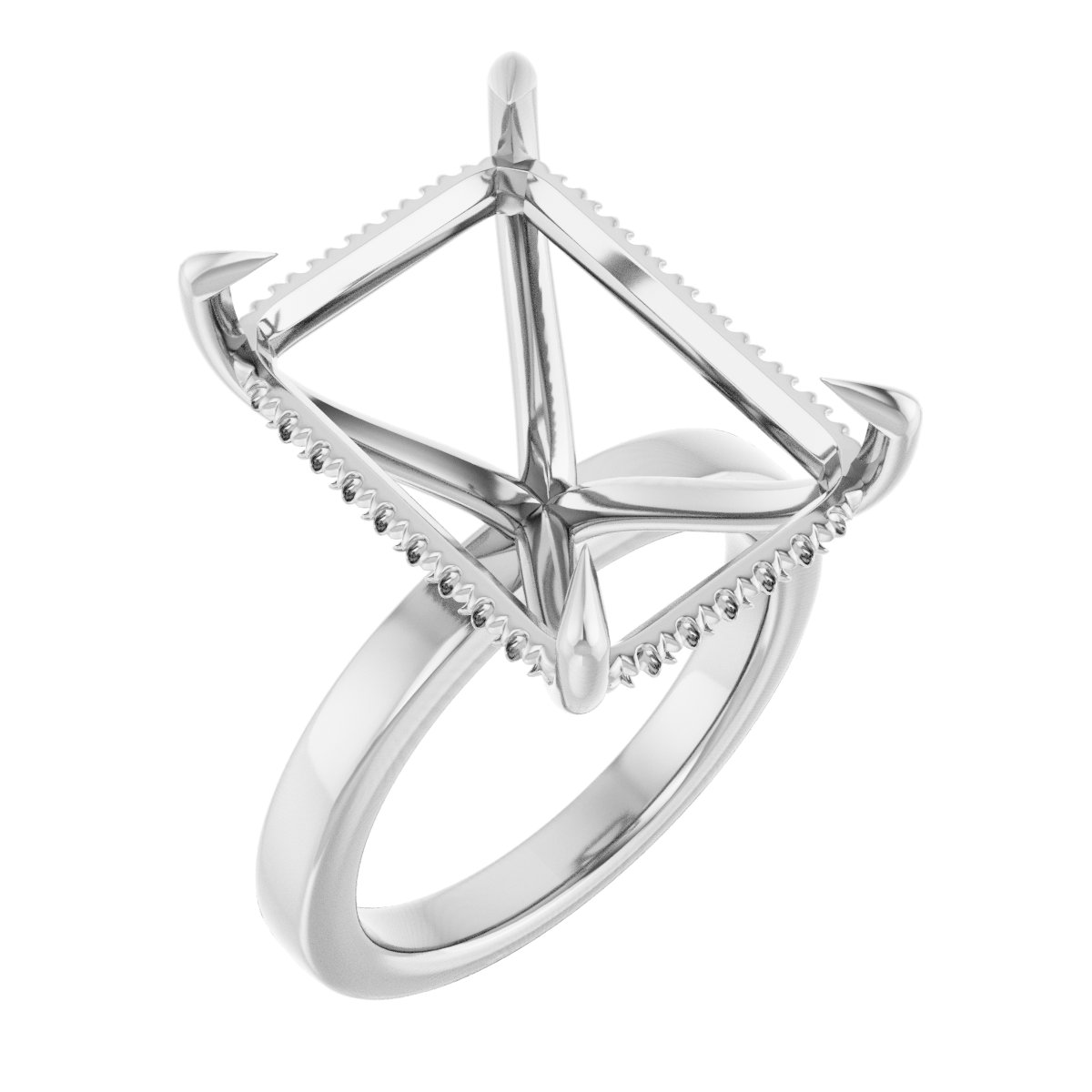 Claw-Prong Hidden Halo-Style Engagement Ring
