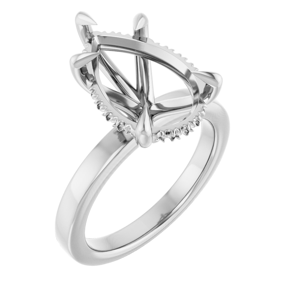 Claw-Prong Hidden Halo-Style Engagement Ring