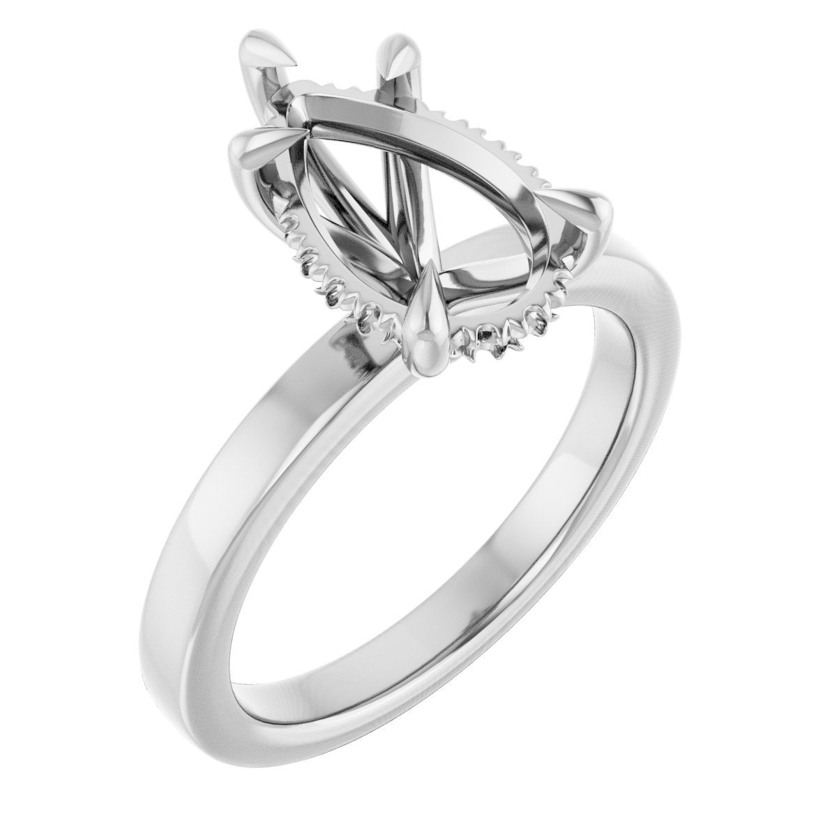 Claw-Prong Hidden Halo-Style Engagement Ring