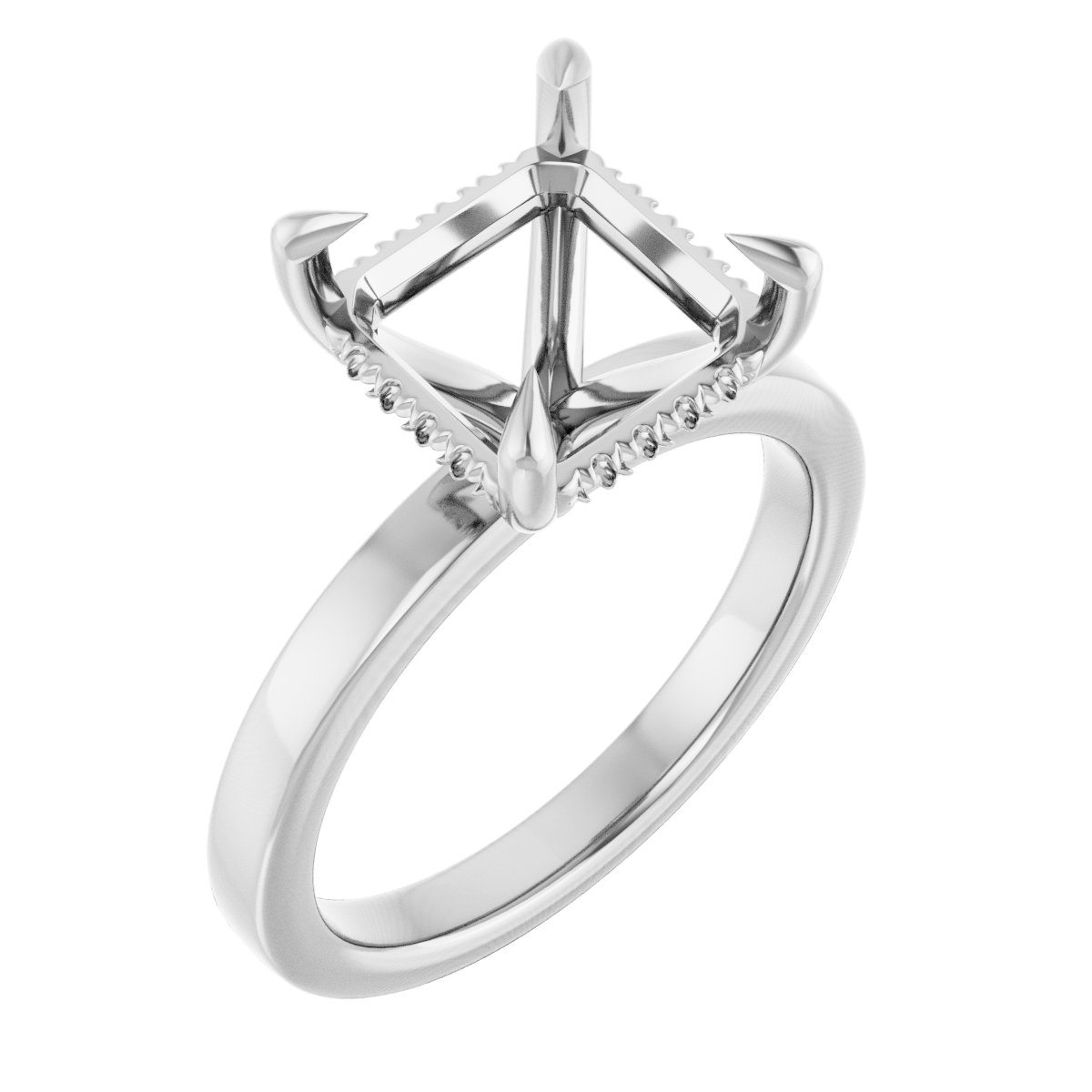 Claw-Prong Hidden Halo-Style Engagement Ring