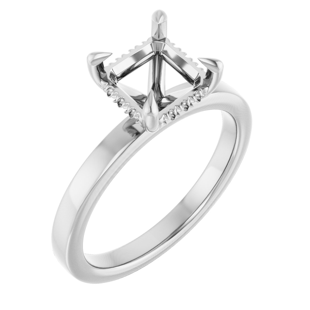 Claw-Prong Hidden Halo-Style Engagement Ring