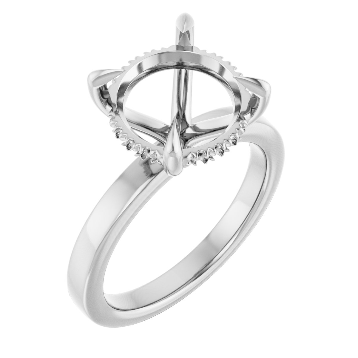 Claw-Prong Hidden Halo-Style Engagement Ring