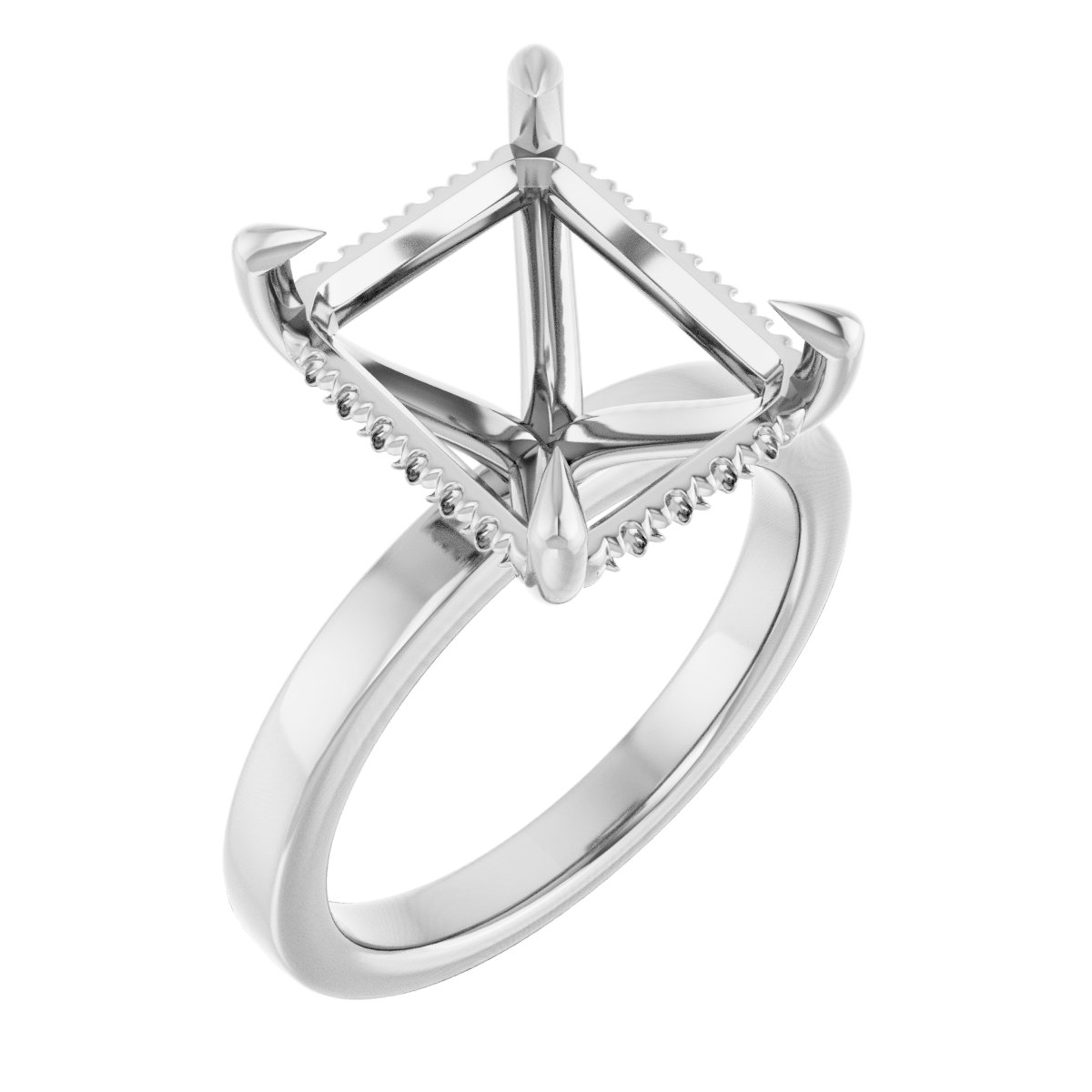 Claw-Prong Hidden Halo-Style Engagement Ring