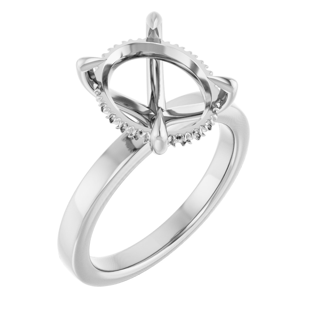 Claw-Prong Hidden Halo-Style Engagement Ring