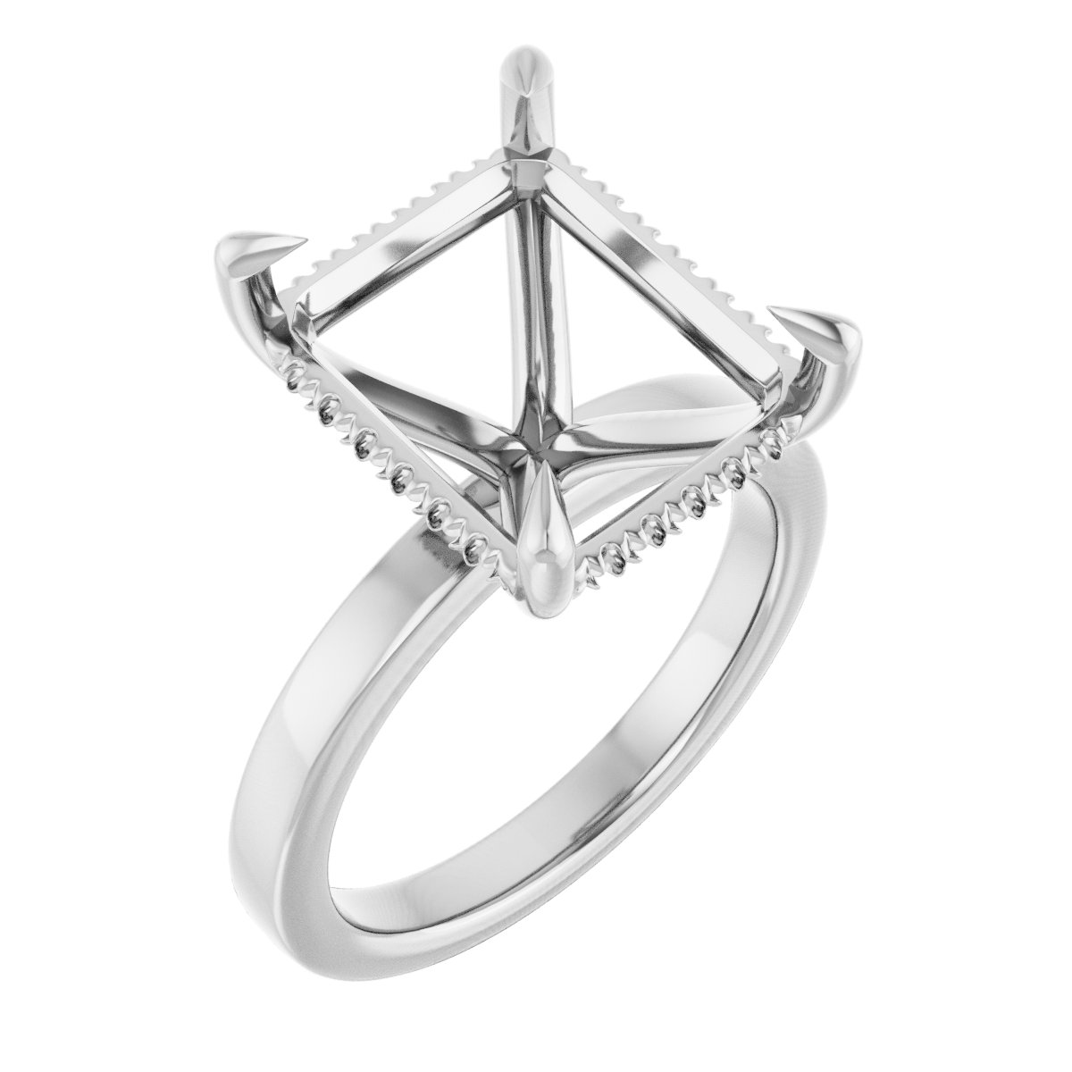 Claw-Prong Hidden Halo-Style Engagement Ring