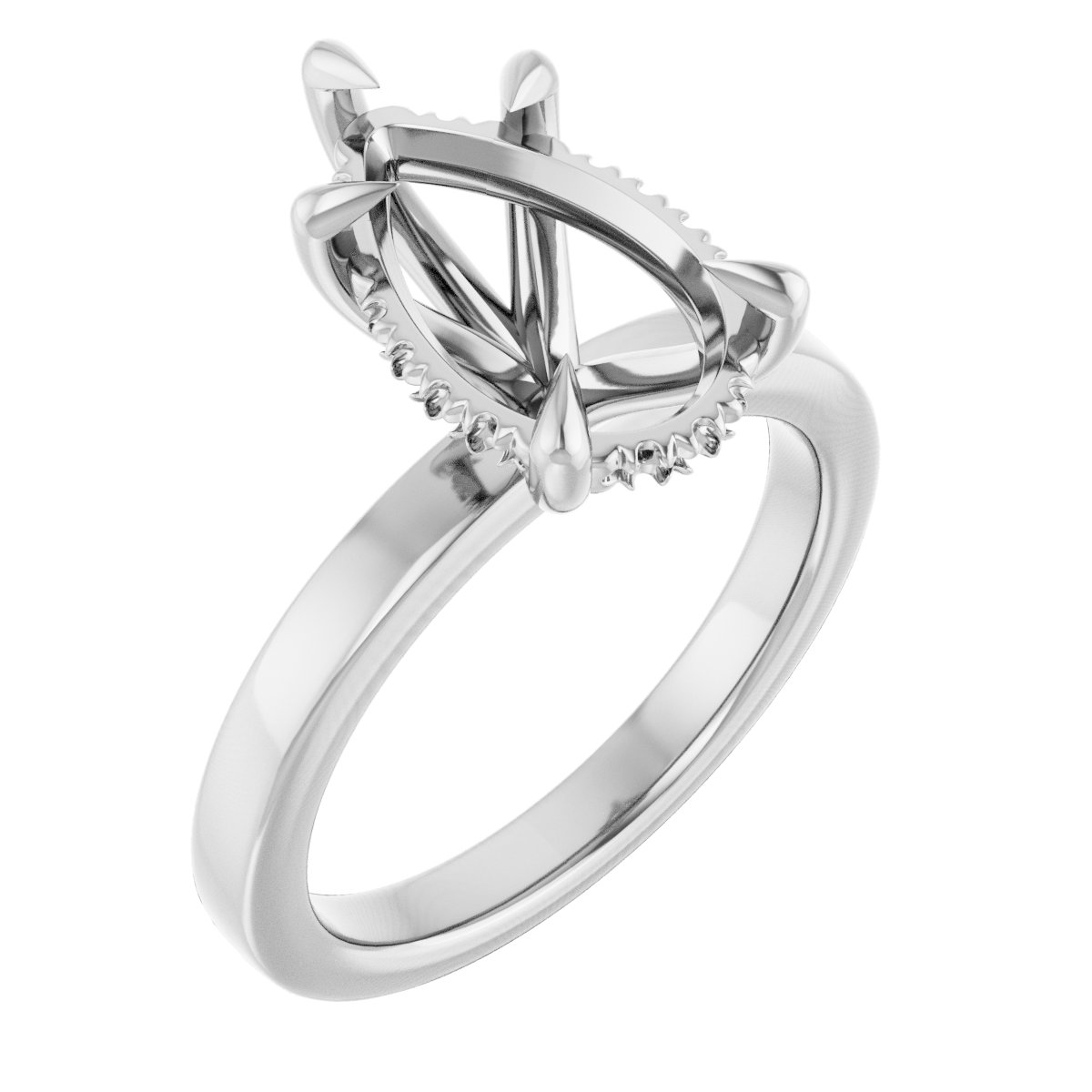 Claw-Prong Hidden Halo-Style Engagement Ring