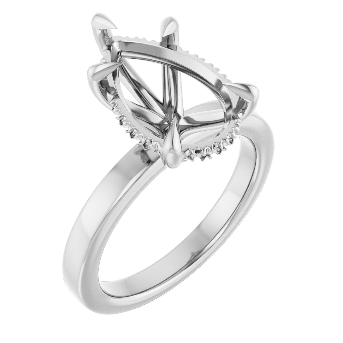 Claw-Prong Hidden Halo-Style Engagement Ring