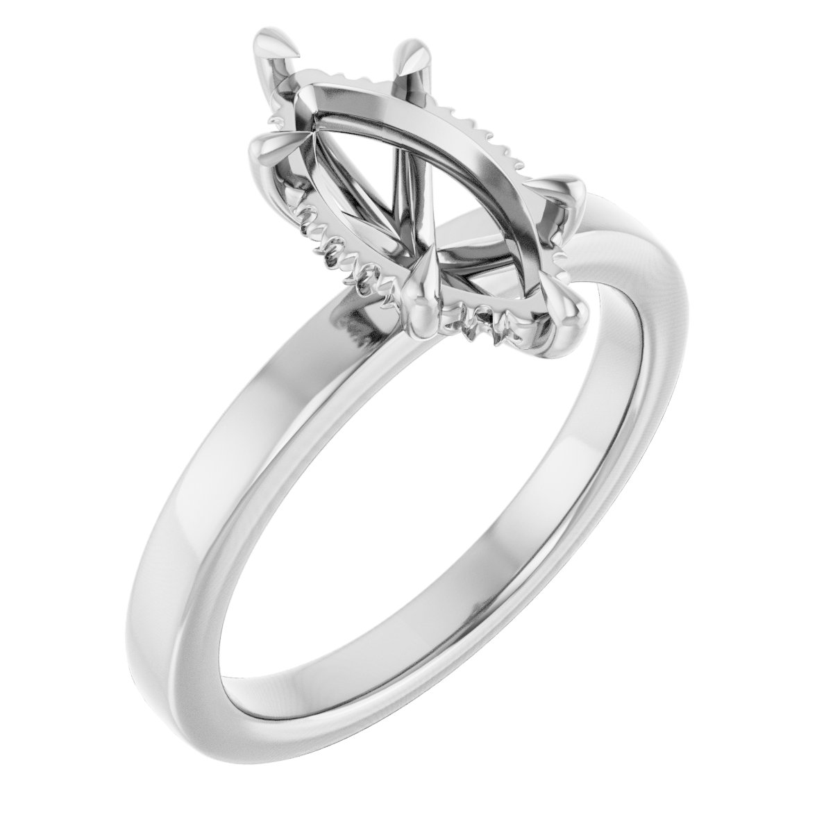 Claw-Prong Hidden Halo-Style Engagement Ring