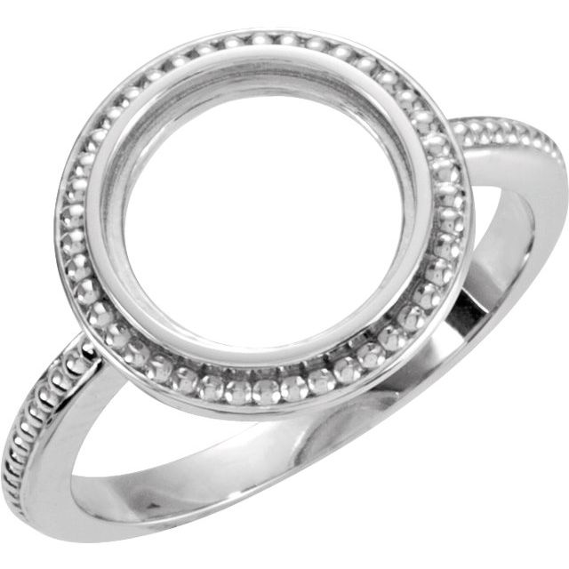 Sterling Silver 12 mm Round Bezel-Set Ring Mounting 