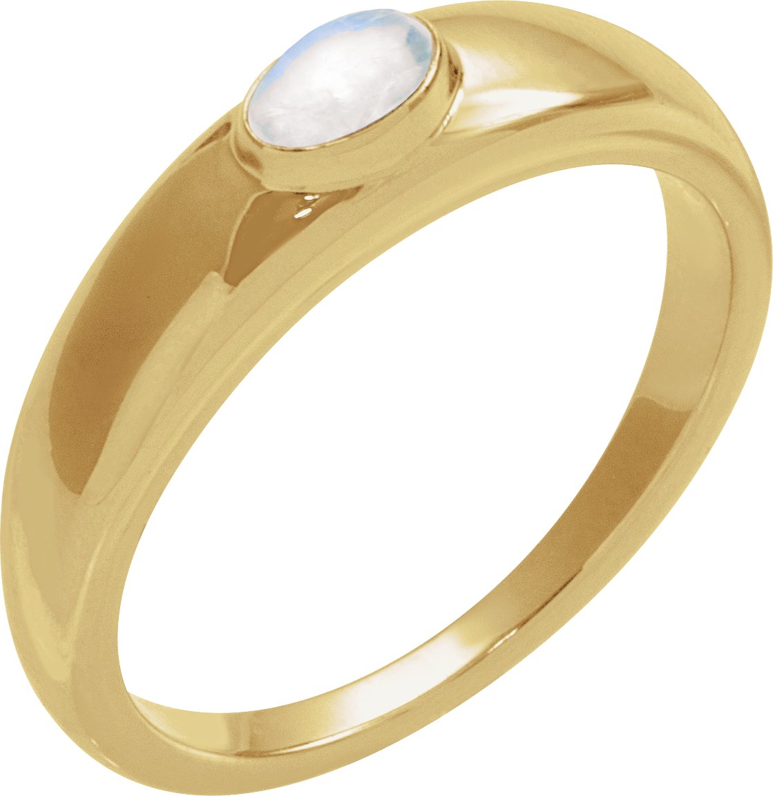 14K Yellow Natural Rainbow Moonstone Cabochon Dome Ring Ref 21334790