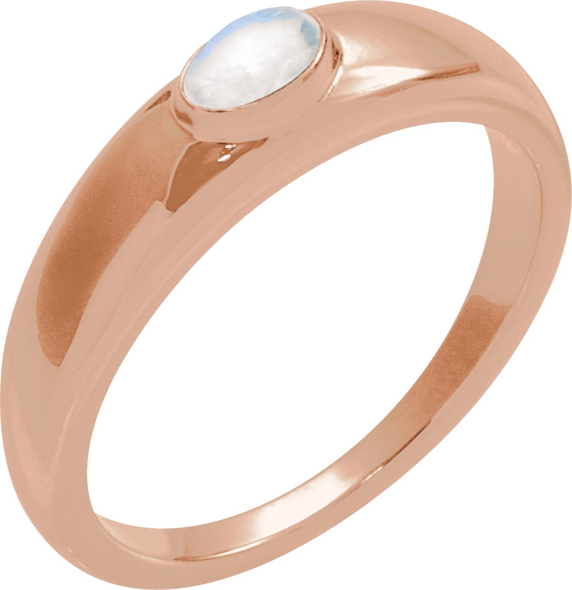 14K Rose Natural Rainbow Moonstone Cabochon Dome Ring Ref 21334781