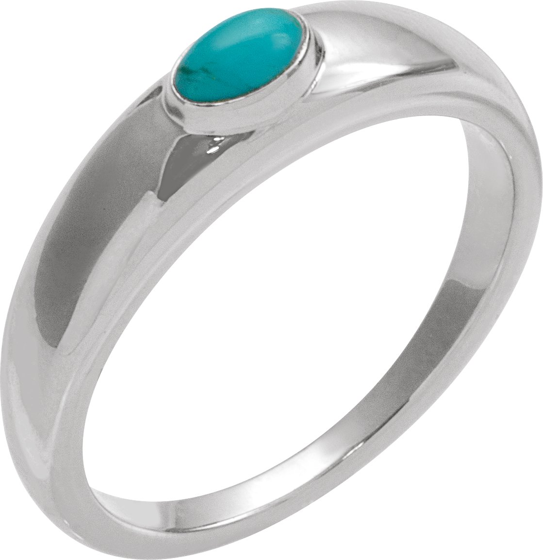 Platinum Natural Turquoise Cabochon Dome Ring Ref 21334782