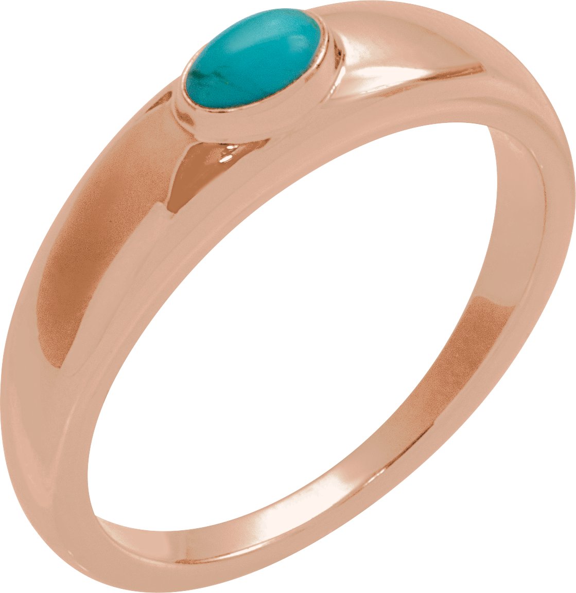 14K Rose Natural Turquoise Cabochon Dome Ring Ref 21334780