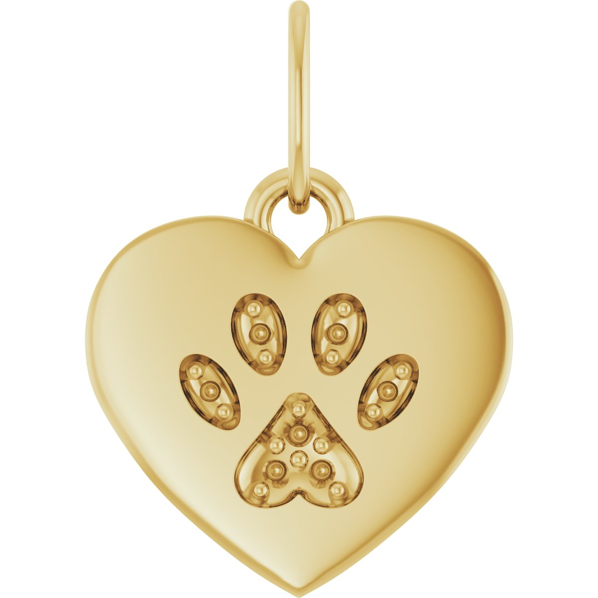 Engravable Paw Print Heart Pendant