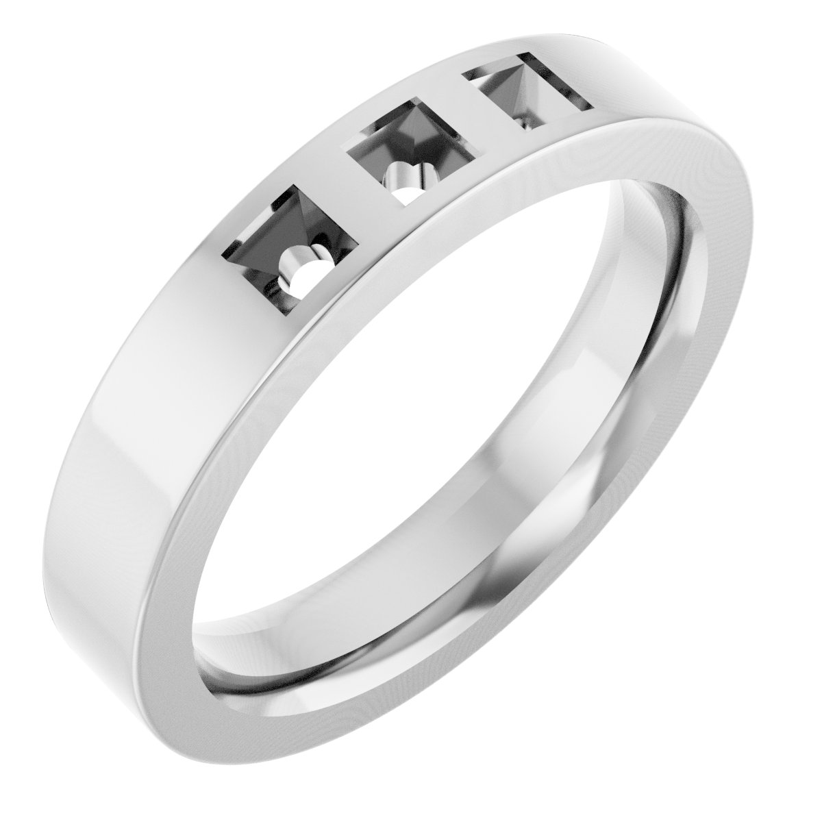 Gypsy-Set Three-Stone Comfort-Fit Flat Band