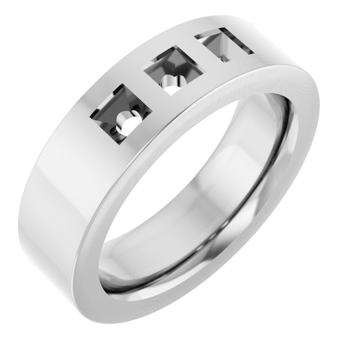 Gypsy-Set Three-Stone Comfort-Fit Flat Band