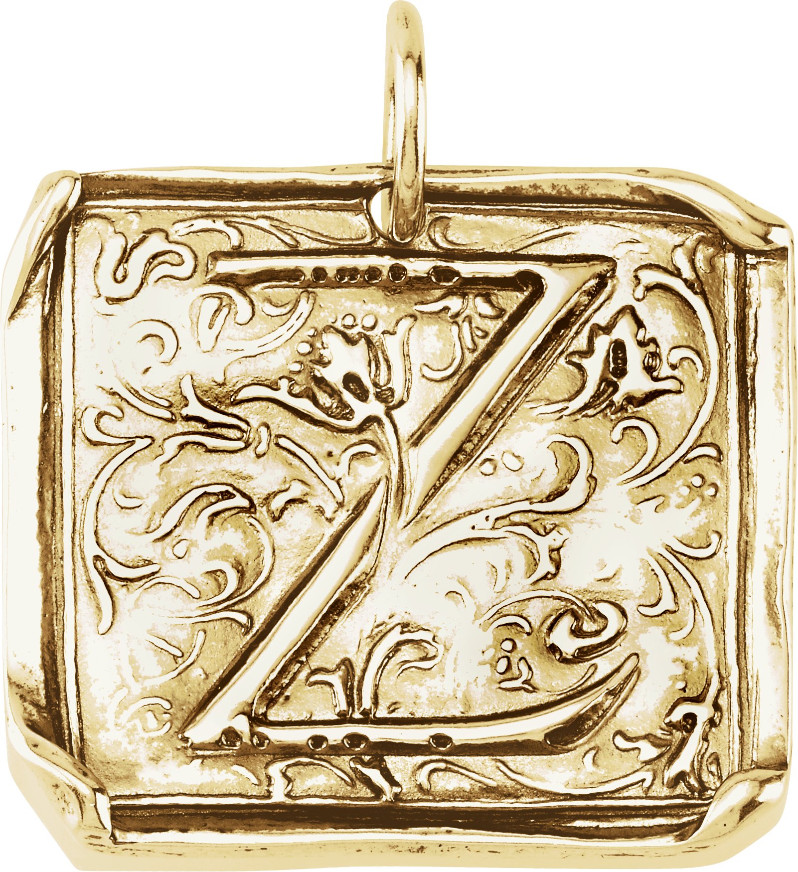 14K Yellow Initial "Z" Vintage-Inspired Pendant