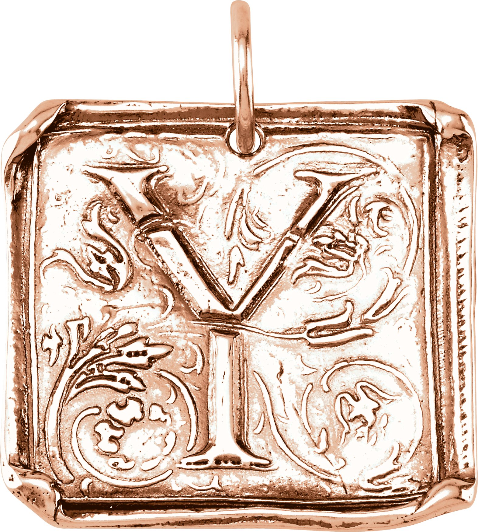 14K Rose Initial Y Vintage Inspired Pendant Ref. 4822174