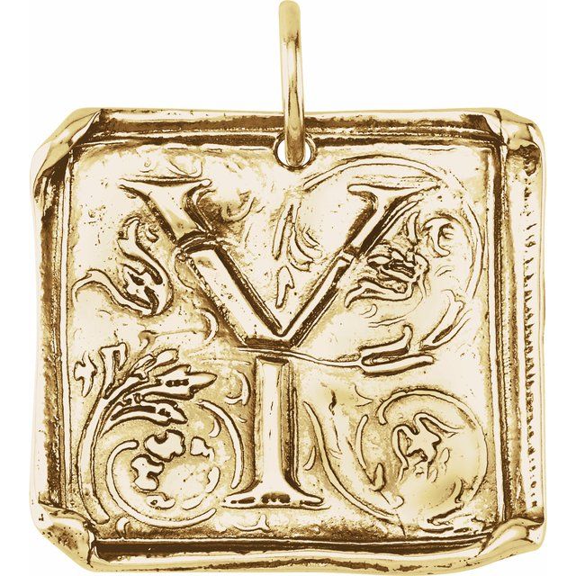 14K Yellow Posh Mommy® Initial Y Vintage-Inspired Pendant