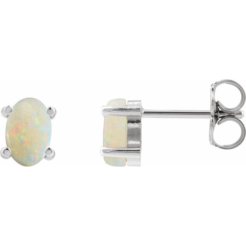 Oval 4-Prong Cabochon Earrings