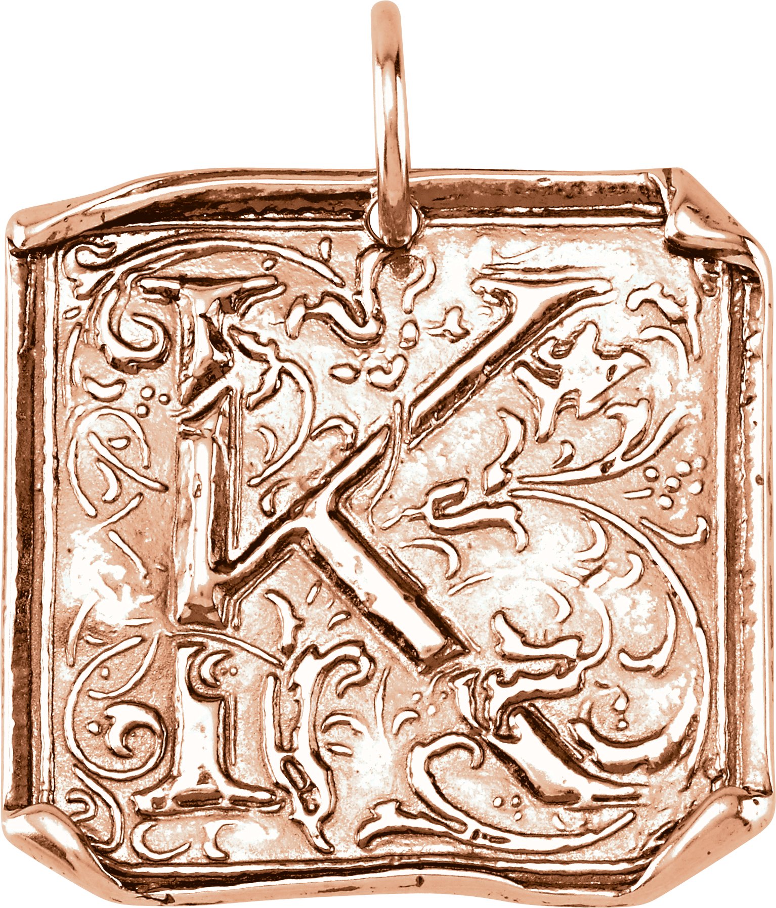 14K Rose Initial K Vintage Inspired Pendant Ref. 4822635