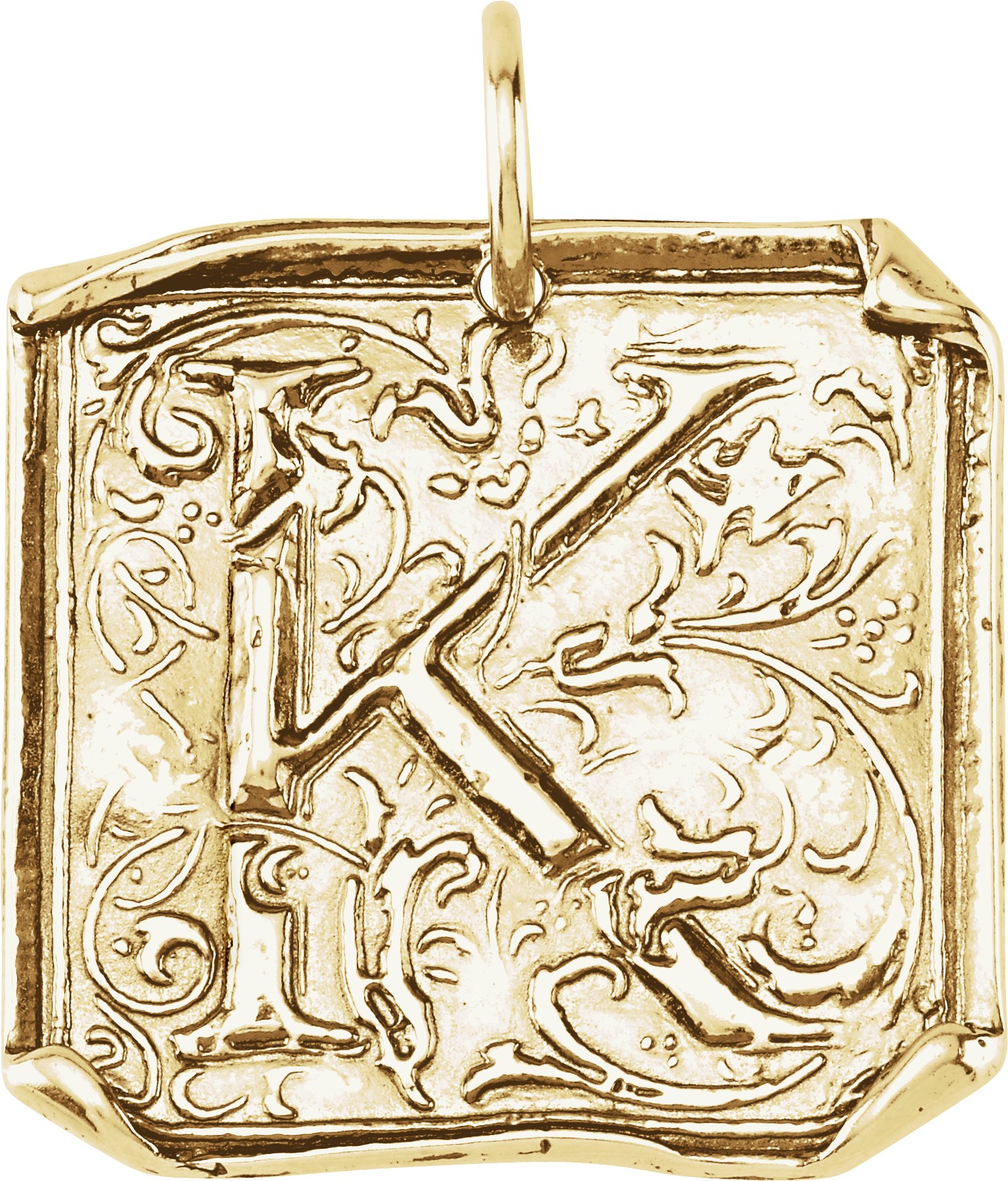 14K Yellow Initial "K" Vintage-Inspired Pendant