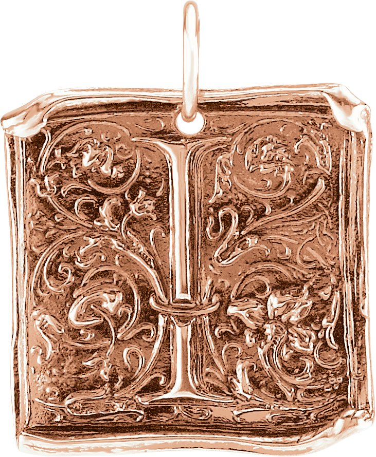 14K Rose Initial I Vintage Inspired Pendant Ref. 4943155