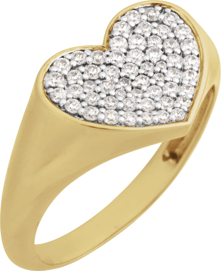 Accented Heart Signet Ring