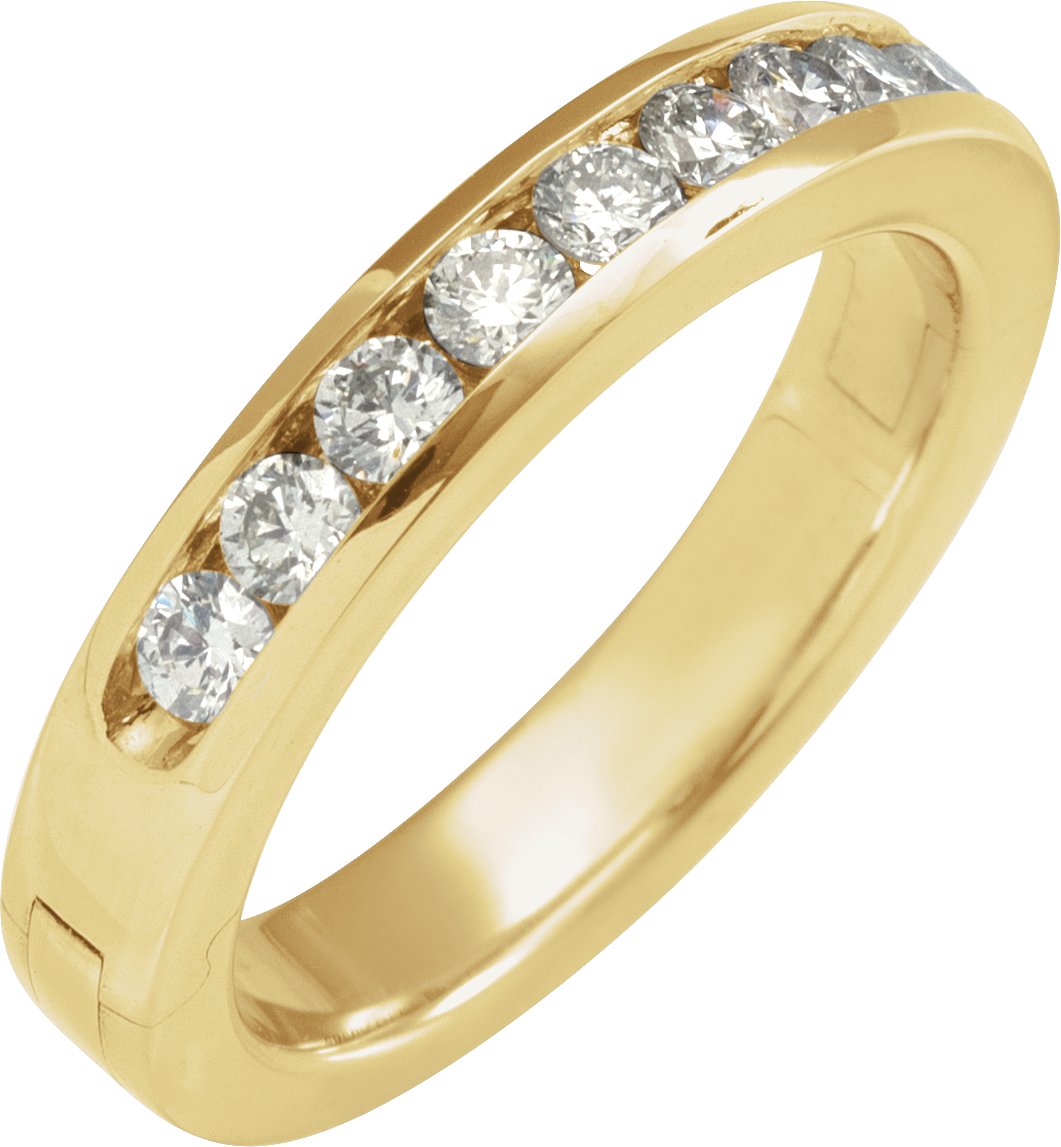 14K Yellow 1/2 CTW Natural Diamond CLIQ® Hinged Adjustable Anniversary Band Size 7