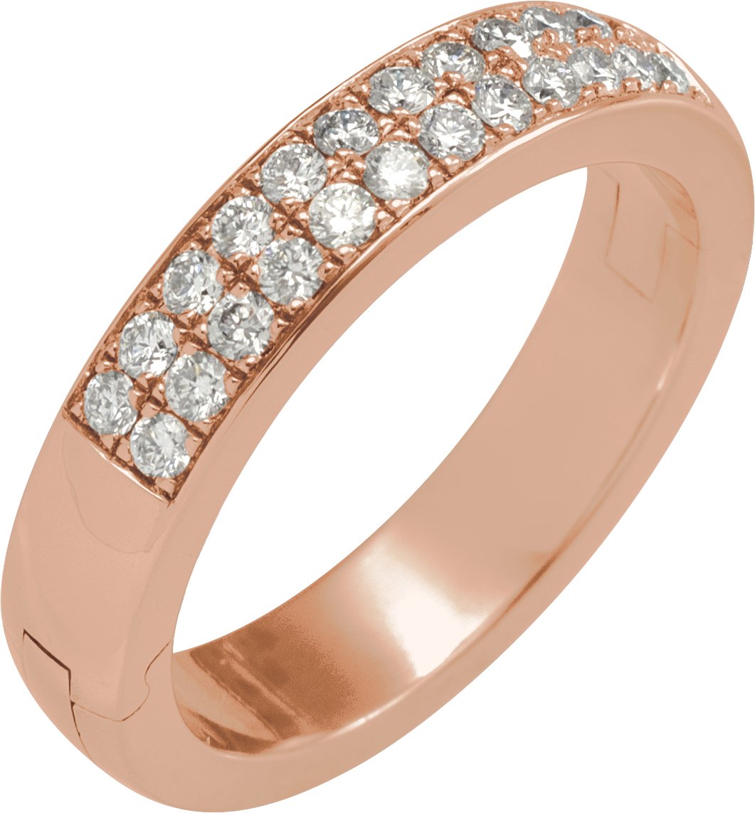 1/5 CTW Natural Diamond Double Row Anniversary Band – 14K Rose Gold