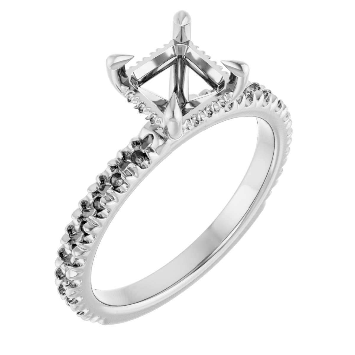 Claw-Prong Hidden Halo-Style Engagement Ring