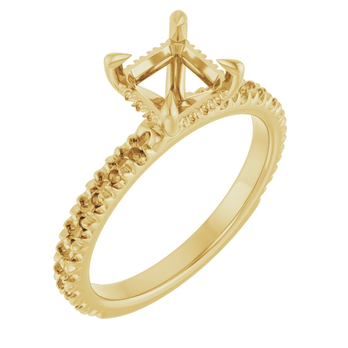 Claw-Prong Hidden Halo-Style Engagement Ring