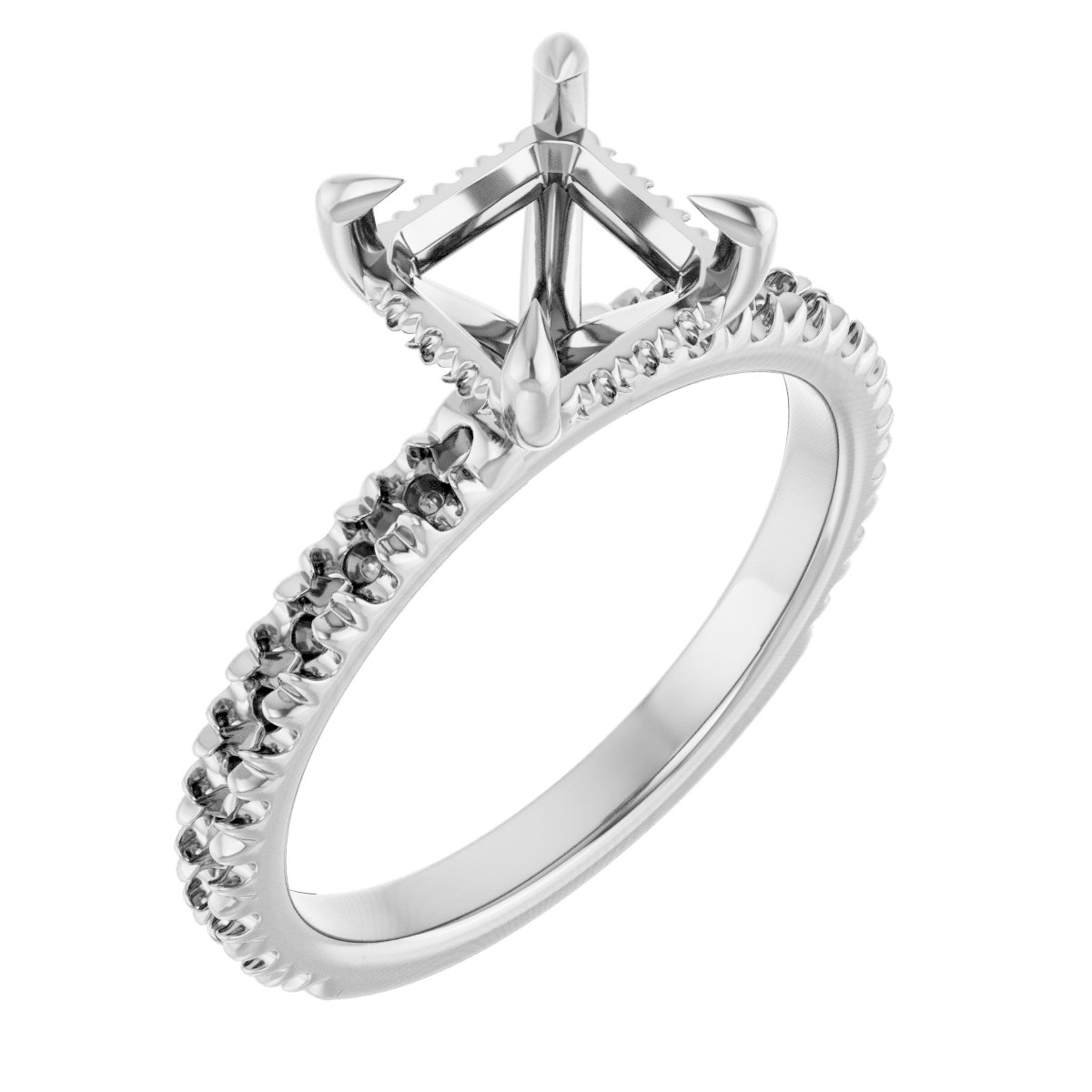 Claw-Prong Hidden Halo-Style Engagement Ring