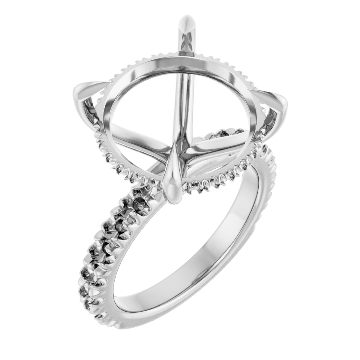 Claw-Prong Hidden Halo-Style Engagement Ring