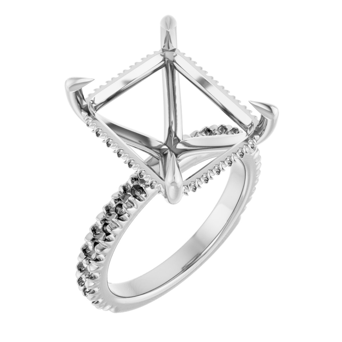 Claw-Prong Hidden Halo-Style Engagement Ring