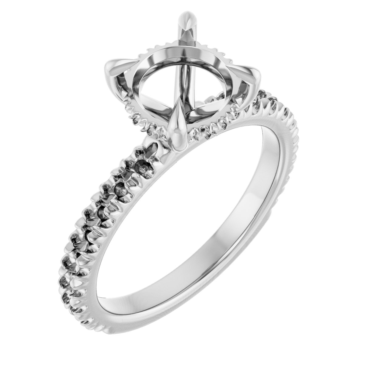 Claw-Prong Hidden Halo-Style Engagement Ring